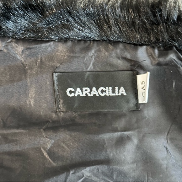 Black Faux Fur Wrap Coat - Picture 7 of 7